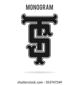 Letters T and S logo template. Baseball monogram