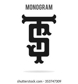 Letters T and S logo template. Baseball monogram