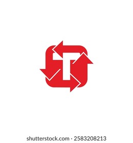 letters t turbine rotate arrows motion logo vector 