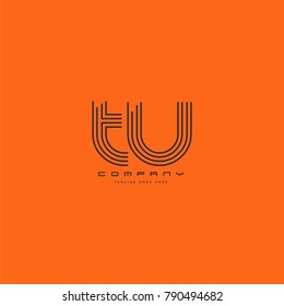 Letters T U joint logo icon. Stroke letter vector element.

