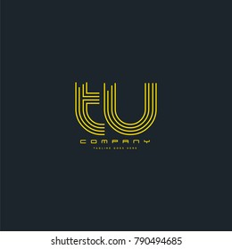 Letters T U joint logo icon. Stroke letter vector element.

