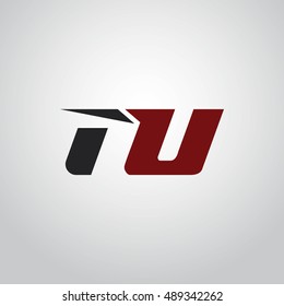 The letters T and U logo automotive black and red colored