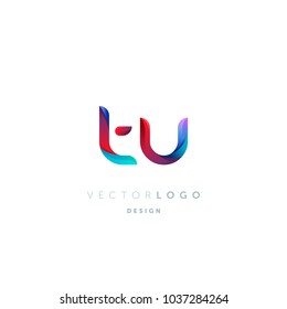 Letters T U, T & U logo, multi colour letters icon vector template.