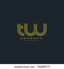 Letters T & W joint logo icon. Stroke letter vector element.