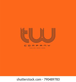 Letters T & W joint logo icon. Stroke letter vector element.