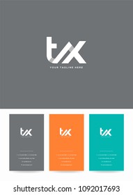 Letters T X logo, emblem or icon with business card vector template.
