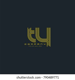 Letters T & Y joint logo icon. Stroke letter vector element.