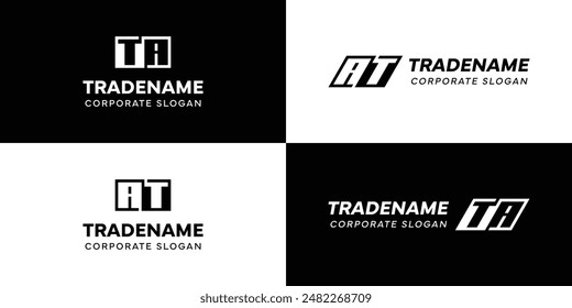 Letters AT and TA Square and Dynamic Logo Set, for business with Initials TA or AT