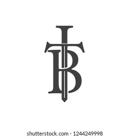 letters tb sword design logo vector