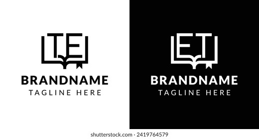 Letters TE and ET Book Logo, suitable for business related to book with TE or ET initials