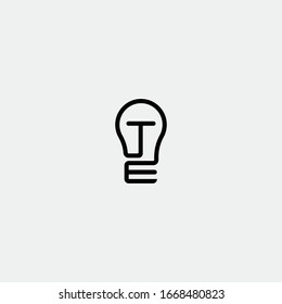 Letters TE ET forming light bulb simple modern logo icon sign. Vector illustration isolated on background