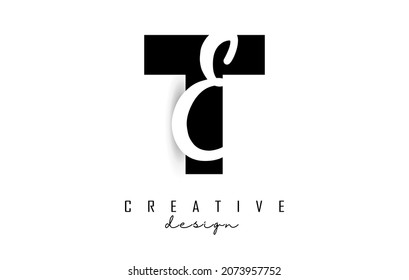 Letters TE logo with a minimalist design. Letters T and E with geometric and handwritten typography. Creative Vector Illustration with letters.