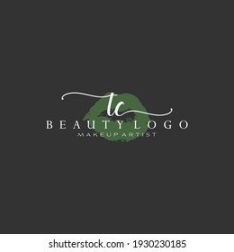 Letters TE, Watercolor Lips, Premade Logo Design, Logo for Makeup Artist Business Branding, Blush Beauty Boutique Logo Design, Calligraphy Logo