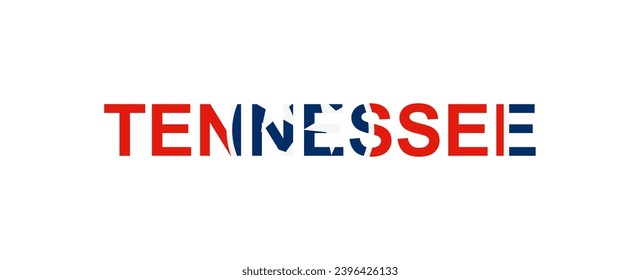 Letters Tennessee in the style of the country flag. Tennessee word in national flag style. Vector illustration.