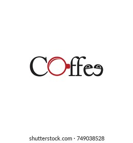 letters text coffee with cup symbol logo vector