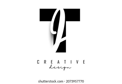 Letters TI logo with a minimalist design. Letters T and I with geometric and handwritten typography. Creative Vector Illustration with letters.