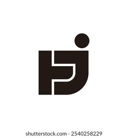 Letras TJ simple geométrico enlazado logo Vector 