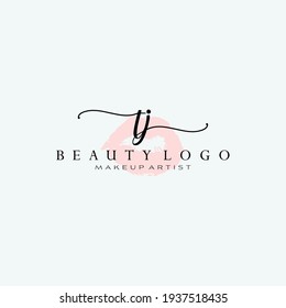 Letters TJ, Watercolor Lips, Premade Logo Design, Logo for Makeup Artist Business Branding, Blush Beauty Boutique Logo Design, Calligraphy Logo