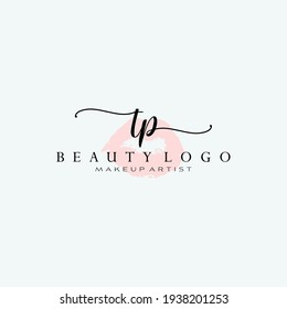 Letters TP, Watercolor Lips, Premade Logo Design, Logo for Makeup Artist Business Branding, Blush Beauty Boutique Logo Design, Calligraphy Logo