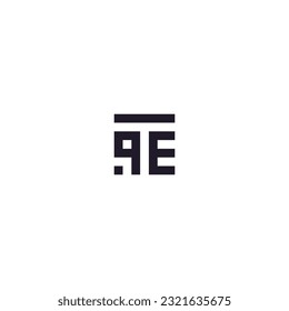 Letras Logotipo cuadrado de QE QET Mínimo Simple Moderno