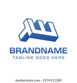 Letters TW 3D Monogram Logo, Symbolizes strength, dynamism, and technology