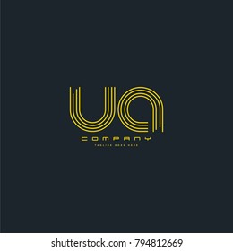 Letters U & A, UA joint logo icon. Stroke letter vector element.