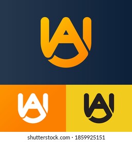 Letters a and u or au line logo design. Linear minimal stylish emblem. Graphic alphabet symbol for corporate business identity. UI au letter mark icon design vector. 