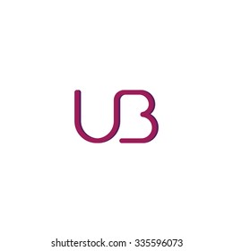 Letters U and B linked vector logo template in beauty and rounded linear style. Single line drawn corporate or company connected symbol in purple color. Emblem starting with U and B letters.