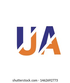 
letters u and a in blue and orange