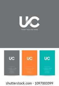 Letters U & C joint logo, emblem or icon with business card vector template.