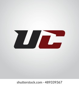 The letters U and C logo automotive black and red colored