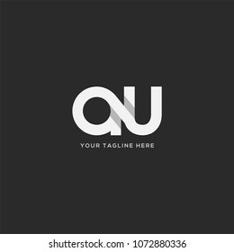 Letters A U, A & U Company logo icon in grey and white colour vector element.