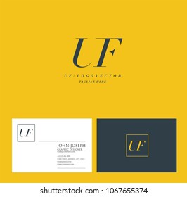 Letters U & F joint logo icon with business card vector template.
