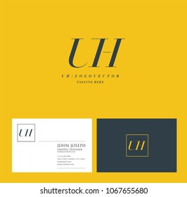 Letters U & H joint logo icon with business card vector template.
