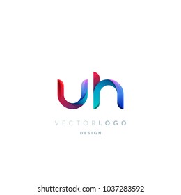 Letters U H, U & H logo, multi colour letters icon vector template.