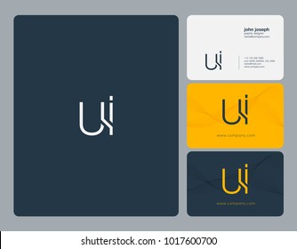 Letters U I, U & I joint logo icon with business card vector template.
