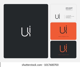 Letters U I, U & I joint logo icon with business card vector template.

