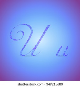 Letters U in Italics Style Placed on the Color Background and Filled with Polygonal Pattern 