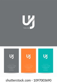 Letters U & J joint logo, emblem or icon with business card vector template.