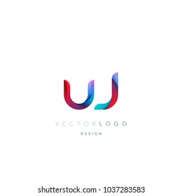 Letters U J, U & J logo, multi colour letters icon vector template.