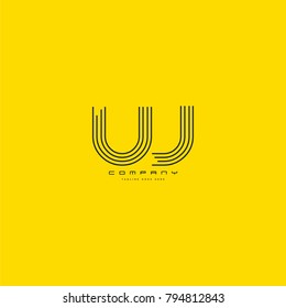 Letters U & J, UJ joint logo icon. Stroke letter vector element.