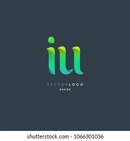 Letters I & U joint logo icon vector element.