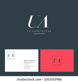 Letters U & A joint logo icon with business card vector template.