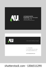 Letters A U Joint logo icon in black and white colour with business card vector template.
