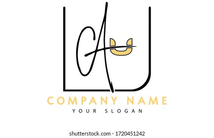 Letters A U joint logo icon vector template can edit the color of u letter.