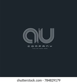 Letters A & U joint logo icon. Stroke letter vector element.
