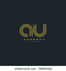Letters A & U joint logo icon. Stroke letter vector element.

