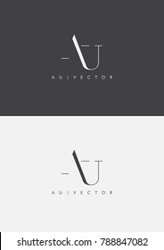 Letters A & U joint logo icon vector element.
