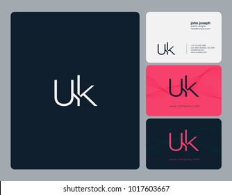 Letters U K, U & K joint logo icon with business card vector template.
