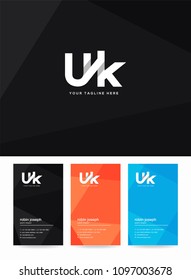 Letters U & K joint logo, emblem or icon with business card vector template.